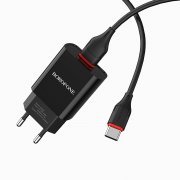 Превью Сетевое зарядное устройство Borofone BA20A Sharp USB с кабелем Type-C (черное) &mdash; 4