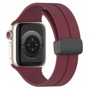 Ремешок для Apple Watch 38 mm силикон на магните (бордовый)