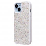 Чехол-накладка - PC071 POSH SHINE для Apple iPhone 15 россыпь кристаллов (226903) (белая) — 2