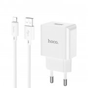 Сетевое зарядное устройство для Apple Hoco C106A Leisure (USB - Lightning) (белое)