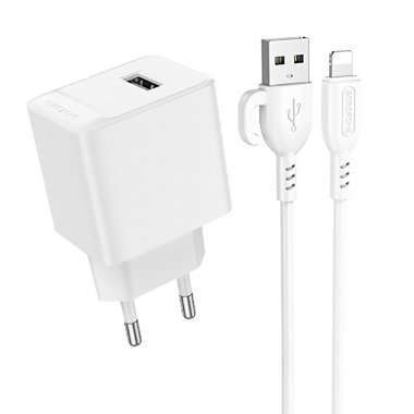 Сетевое зарядное устройство Borofone BAS11A Erudite для Apple (USB - Lightning) (белое) — 1