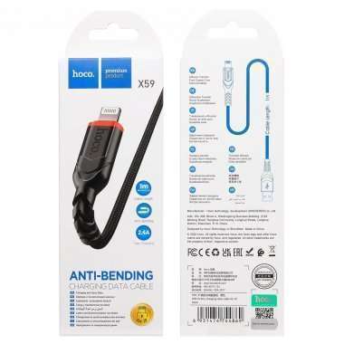 Кабель Hoco X59 Victory (USB - lightning) 100см (черный) — 2